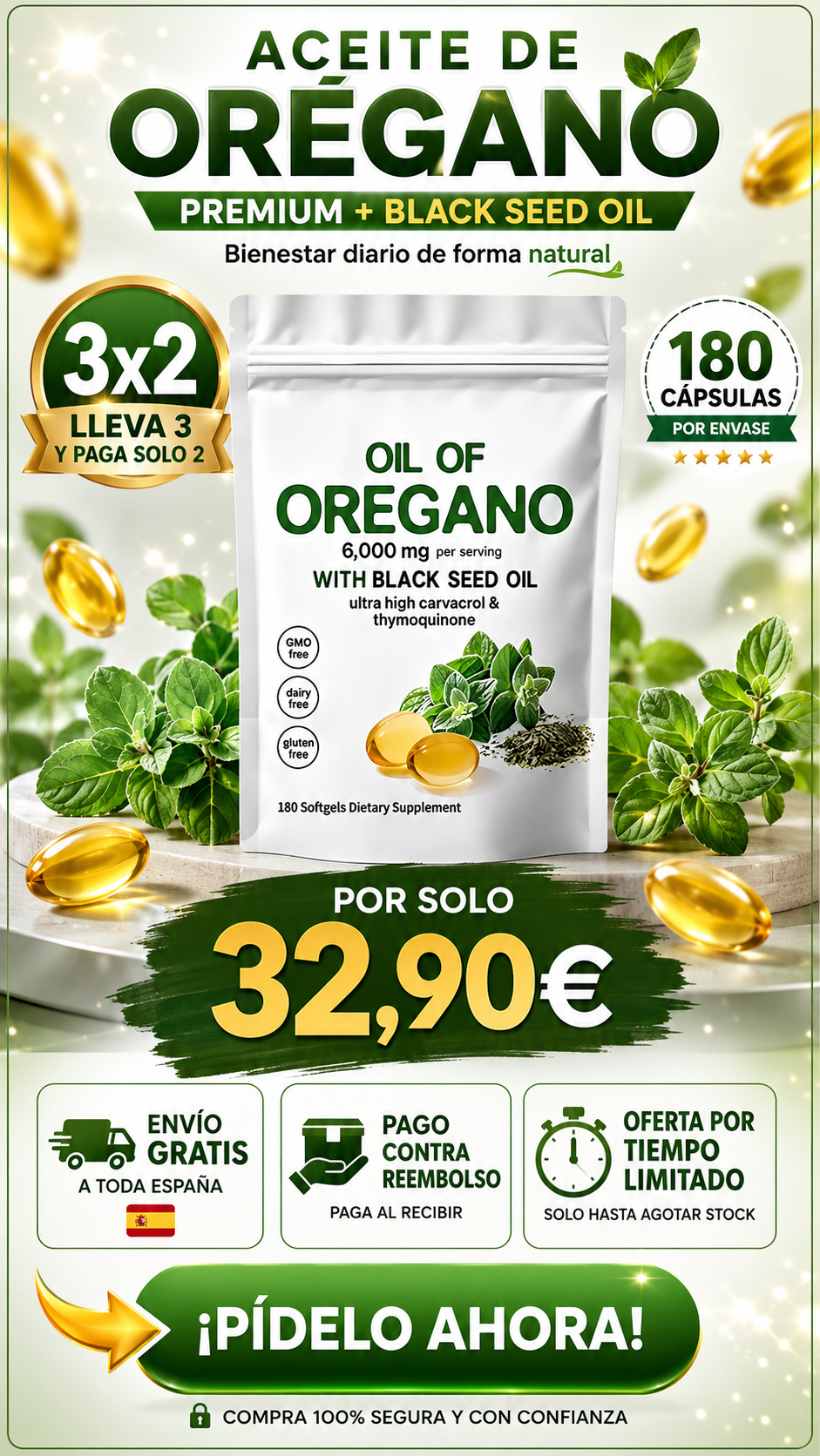 Oferta 3x2 Cápsulas de Aceite de Orégano